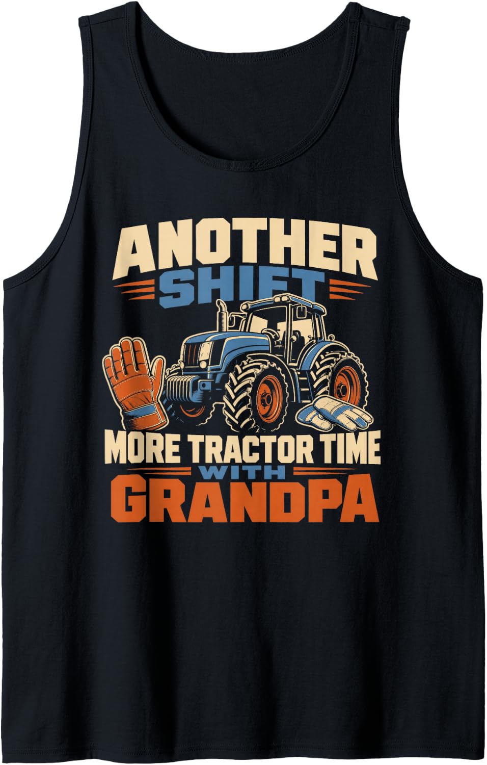 Men's Another Shift More Tractor Time with Grandpa Sleeveless Tank Top - Black