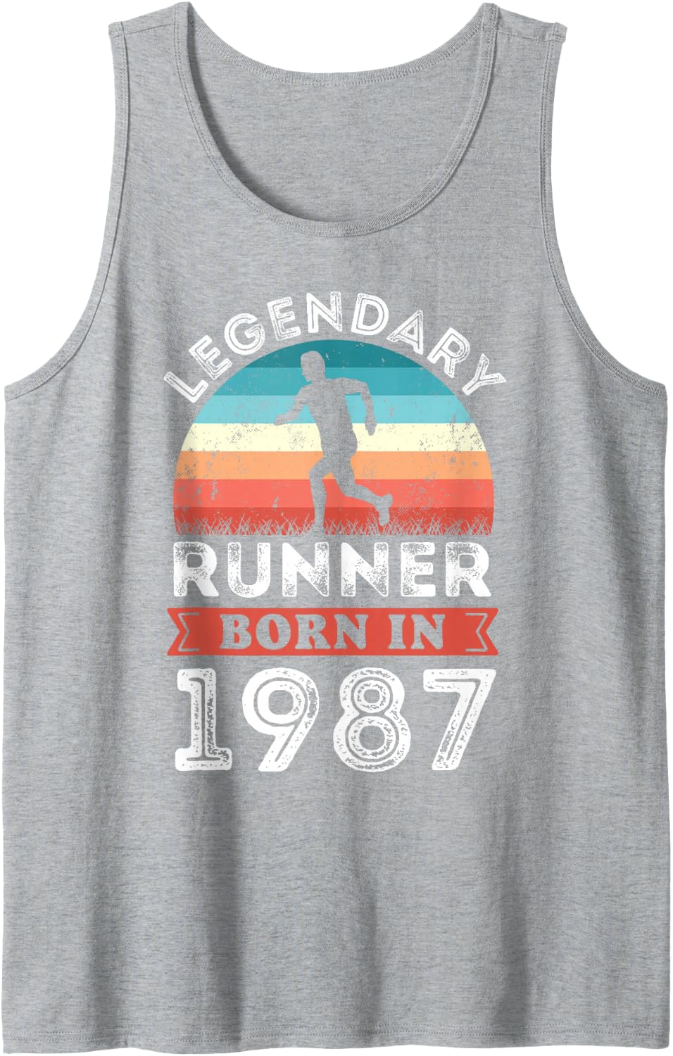 Men's Legendary Runner Born 1987, Runner's Birthday Gifts Running Tank Top - Heather Grey