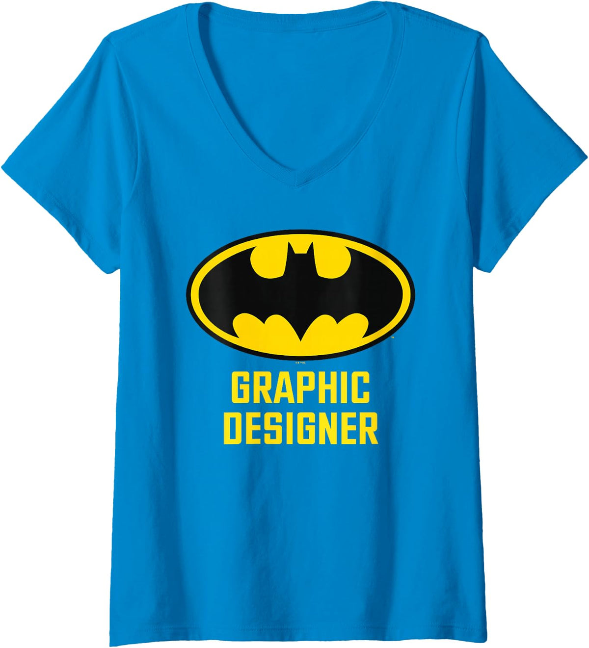 Women's Batman Bat Graphic Designer V-Neck T-Shirt - Sapphire Blue