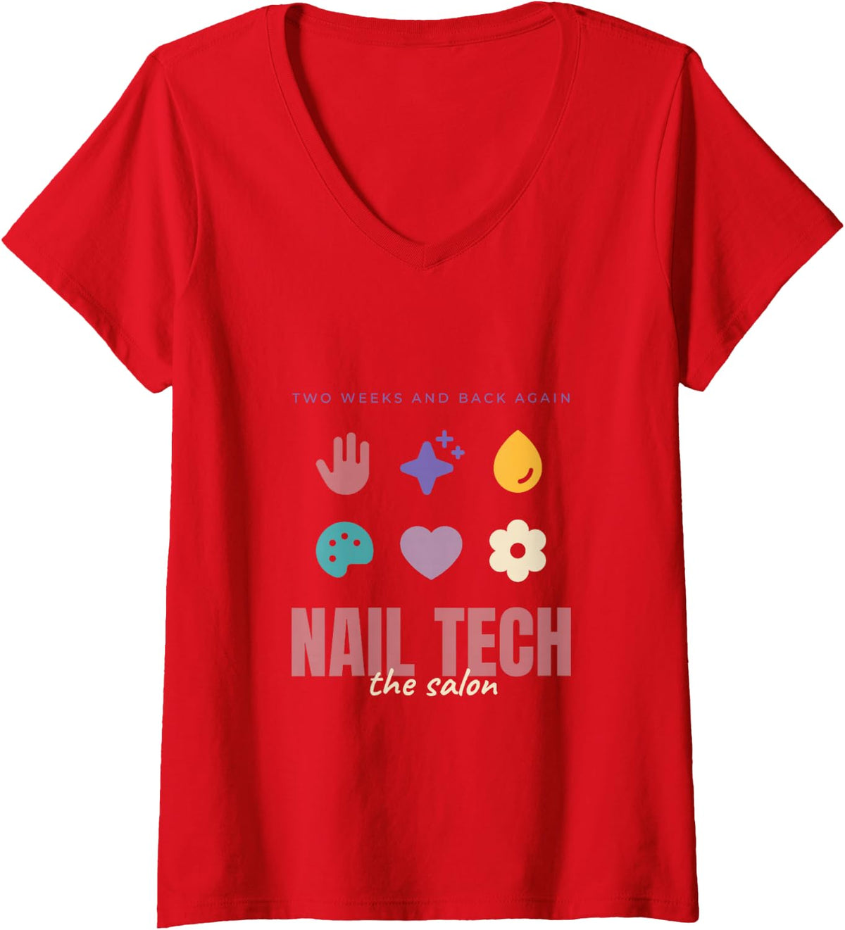 Women's Nail Tech Salon Design Gift V-Neck T-Shirt - Red