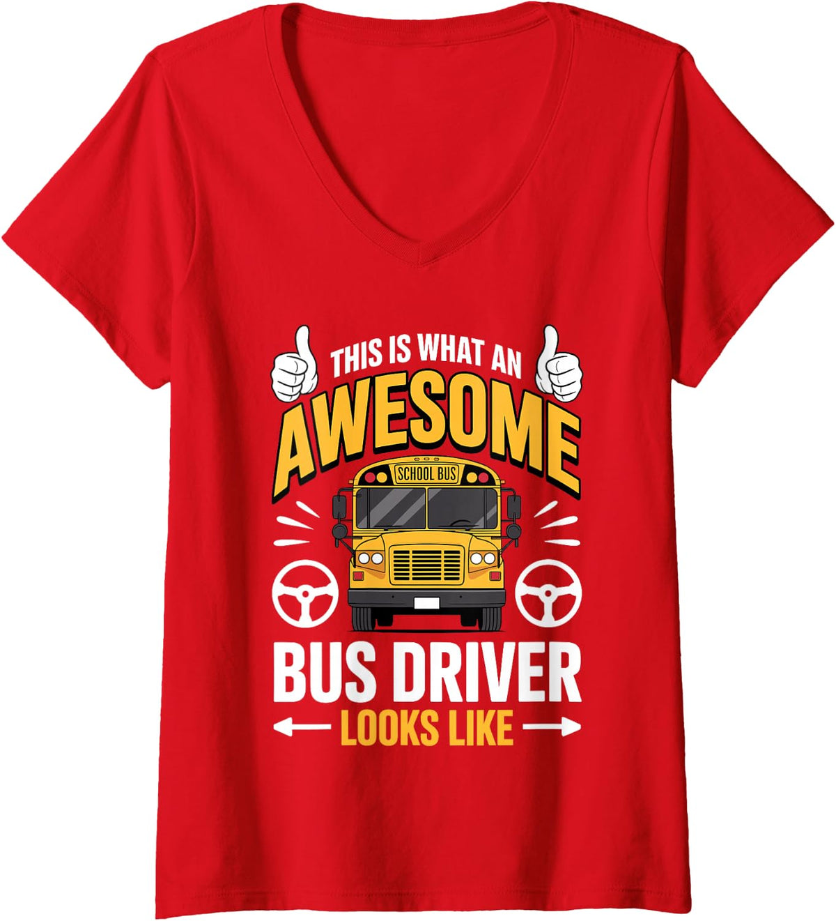 Women's Best School Bus Driver Costume for Men Women Bus Driver V-Neck T-Shirt - Red