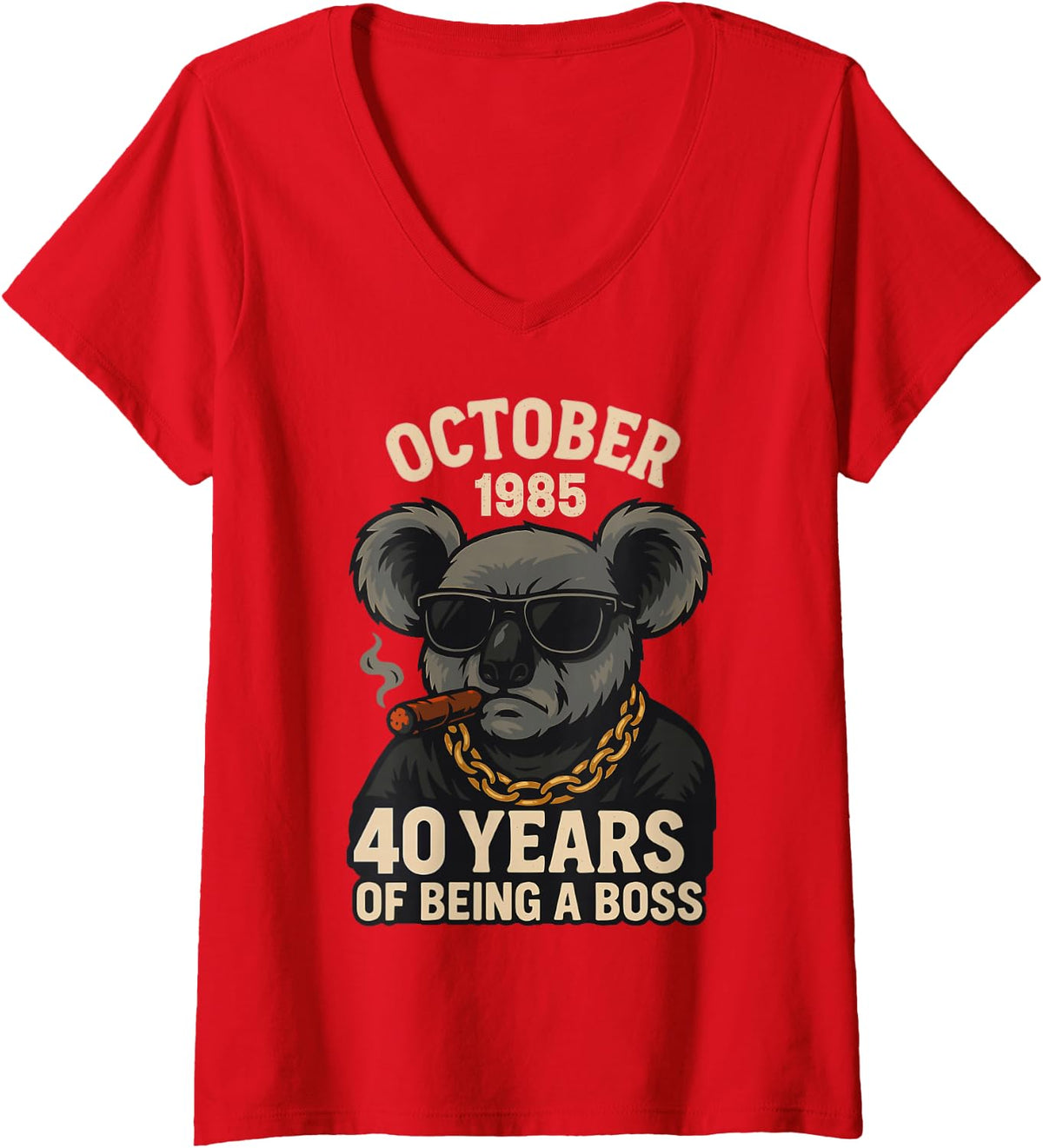 Women's October 40th Birthday Men Women 1985 Awesome Panda Lovers V-Neck T-Shirt - Red
