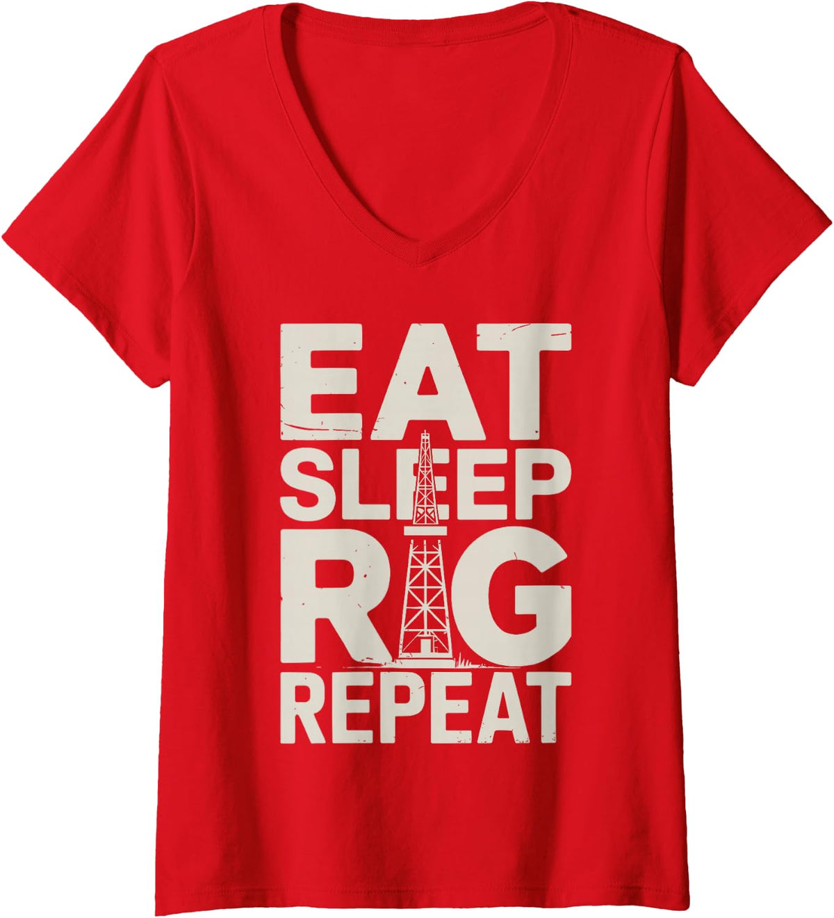 Women's Funny Oil Worker Art for Men Boys Oil Rig Oilfield Roughneck V-Neck T-Shirt - Red