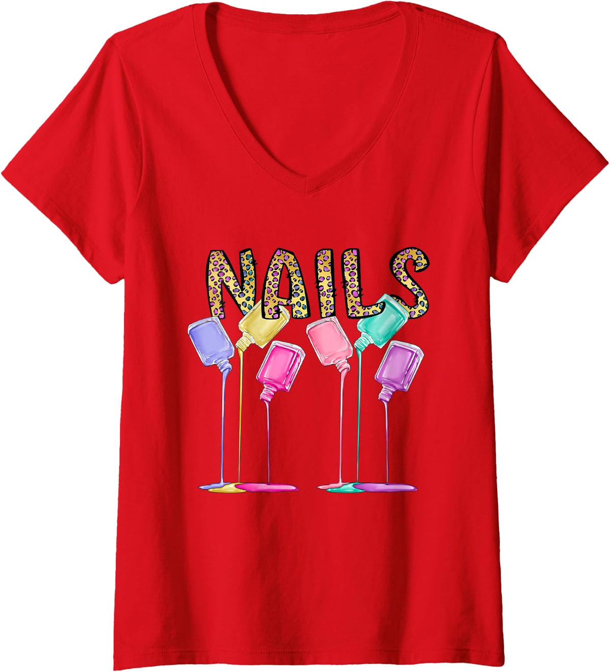 Womens Manicurist Nail Tech Life Nail Hustler Artist Technician V-Neck T-Shirt - Red