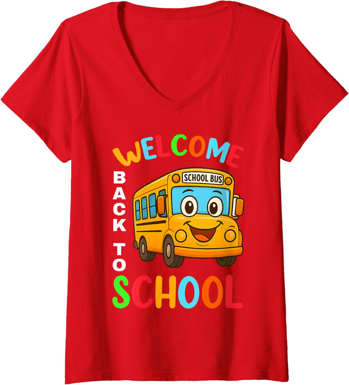 Women's Welcome Back to School Funny School Bus Driver Boys Kids Men V-Neck T-Shirt - Red