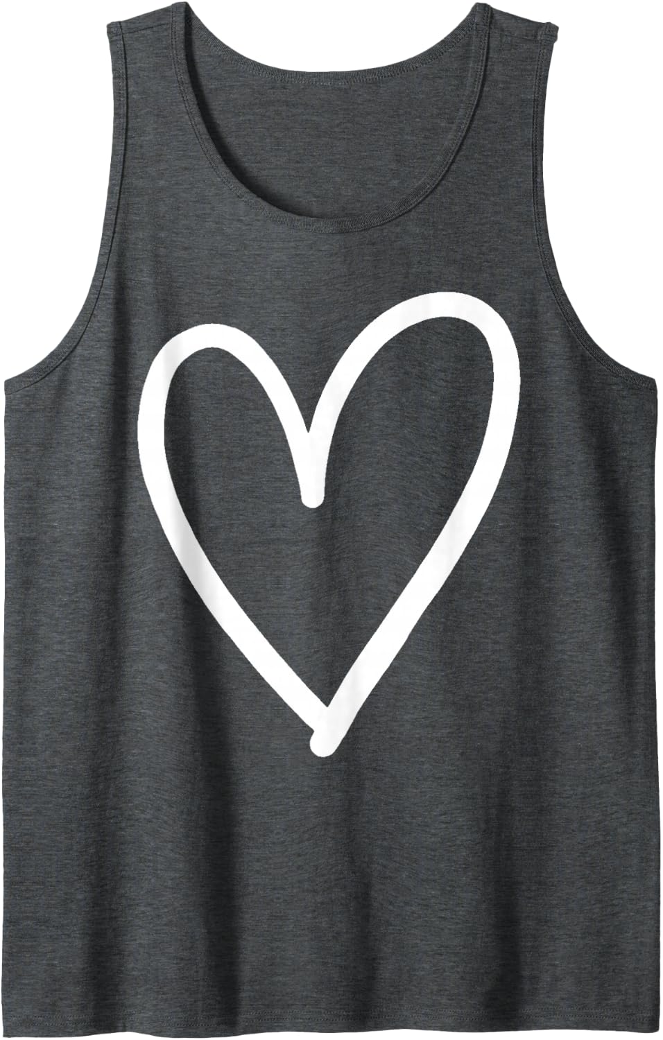 White Heart Cute Tops for Summer Women Tank Top - Dark Heather Grey