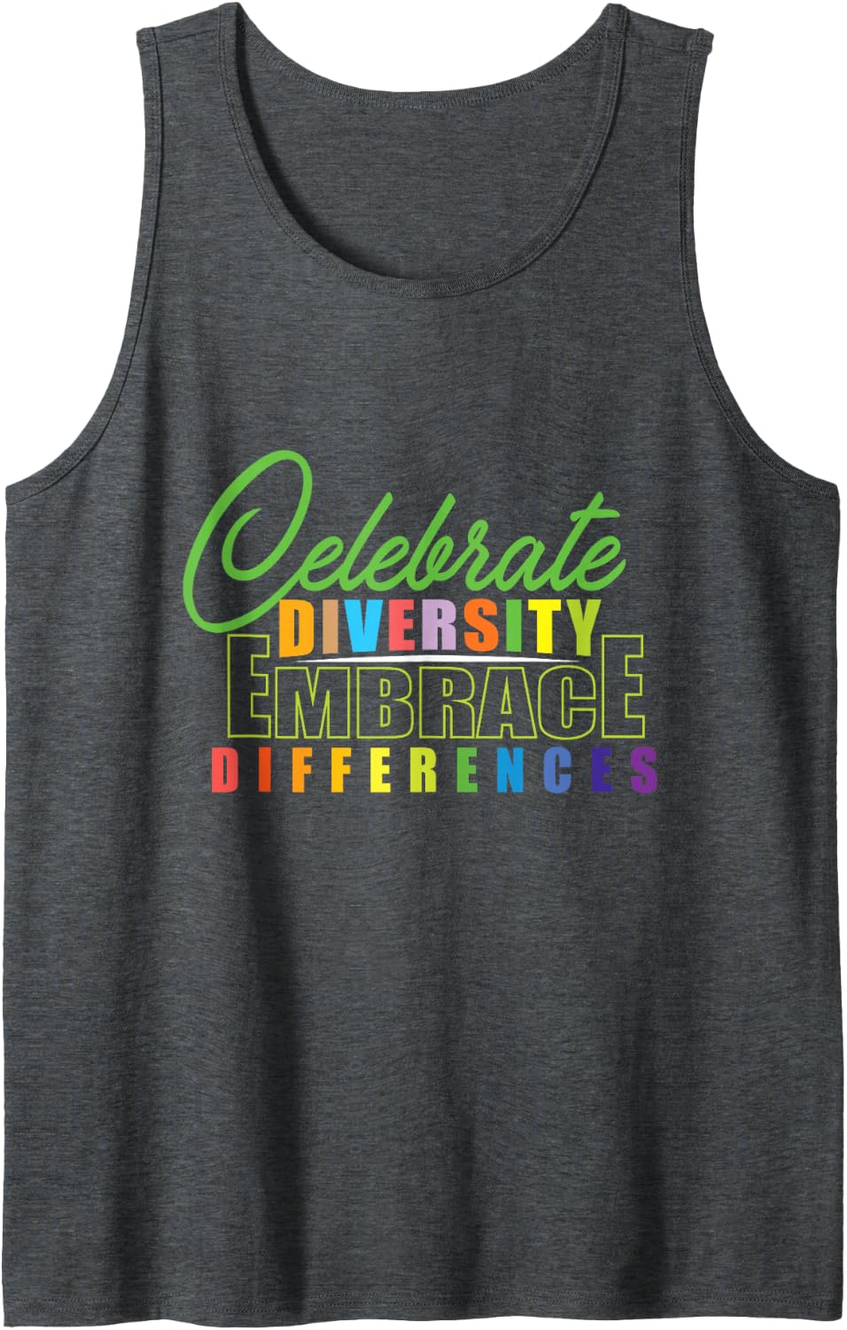 Celebrate Diversity Embrace Differences for SPED Advocates Sleeveless Tank Top - Dark Heather Grey
