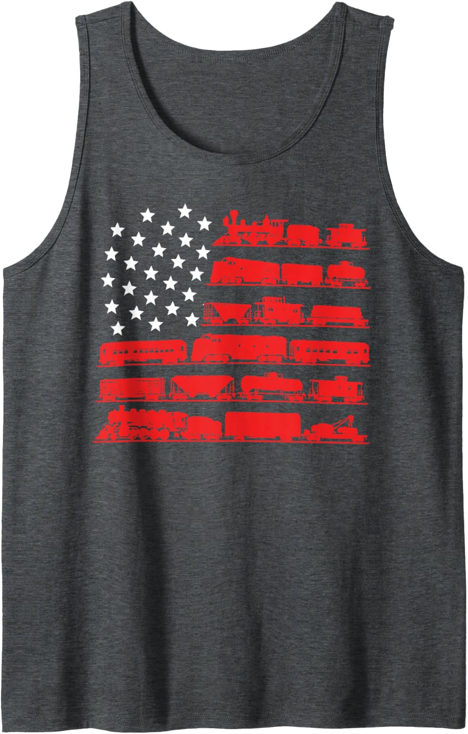 American Model Railway Hobby Train Collector Railroad Sleeveless Tank Top - Dark Heather Grey