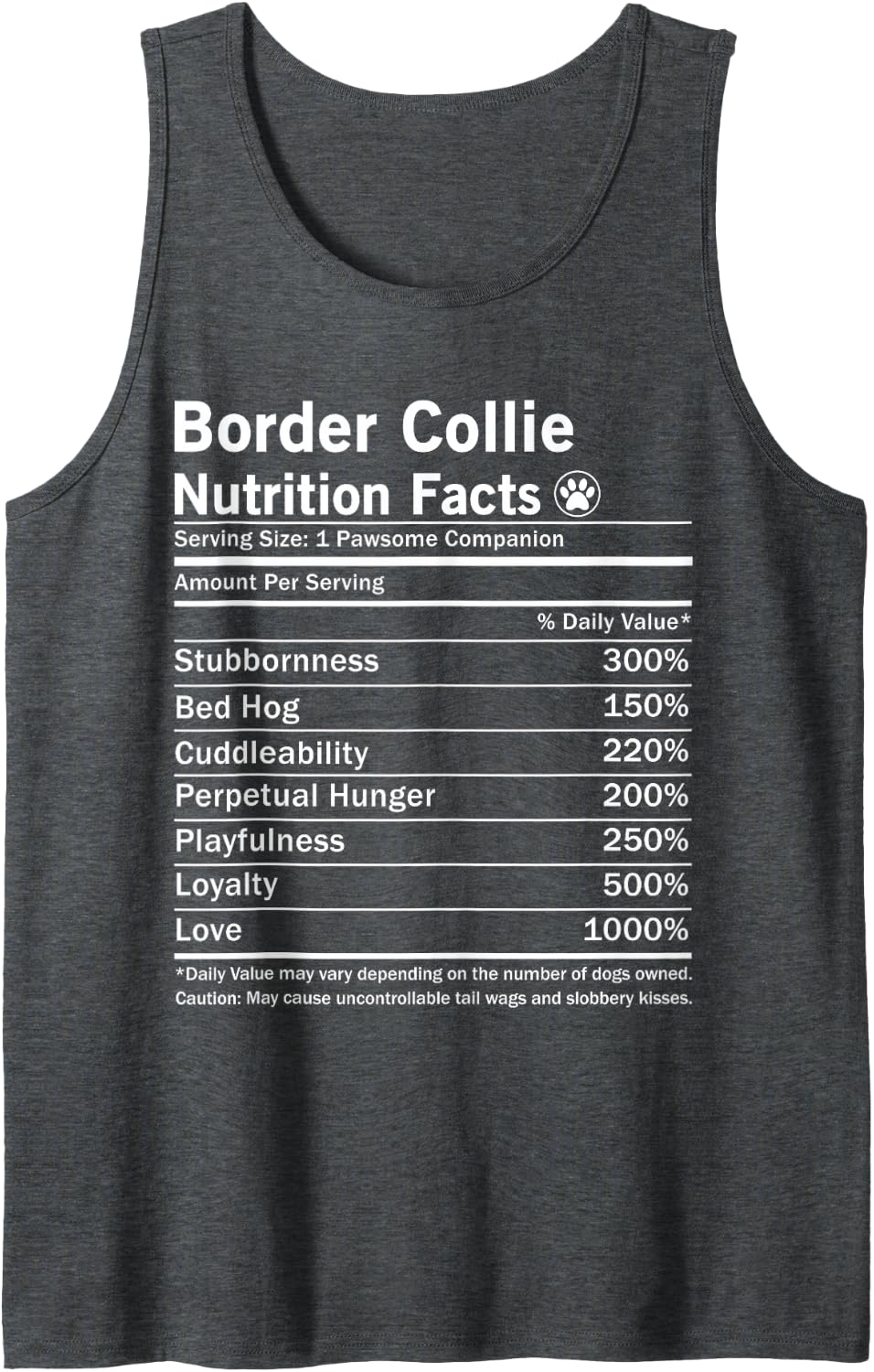Border Collie Nutrition Facts Funny Dog Tank Top - Dark Heather Grey