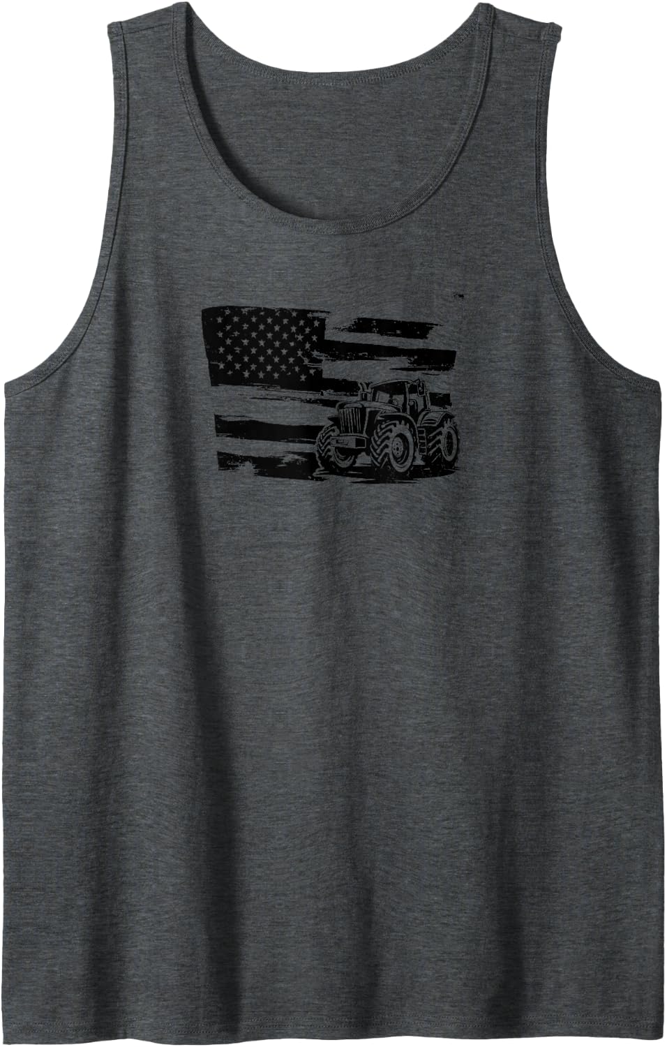 Distressed Flag Tractor Farming Enthusiast Sleeveless Tank Top - Dark Heather Grey