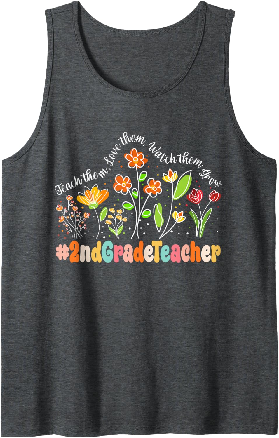 2nd Grade Teacher Appreciation Week Teacher Back to School Sleeveless Tank Top - Dark Heather Grey