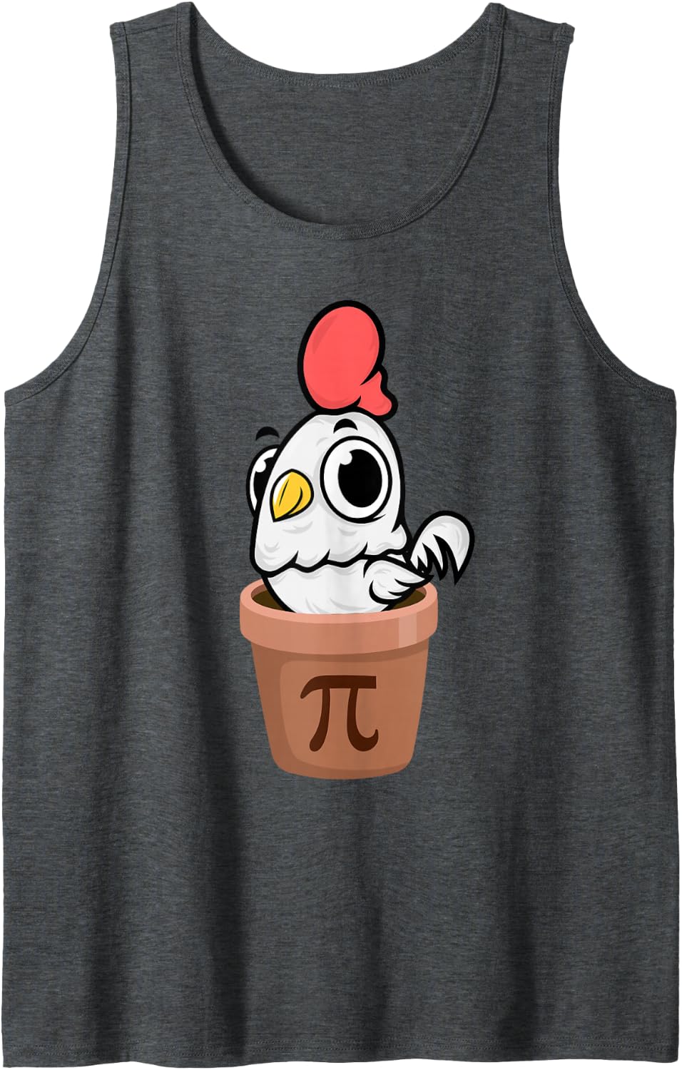 Chicken Pot Pi Day Math Lover Number Funny Sleeveless Tank Top - Dark Heather Grey