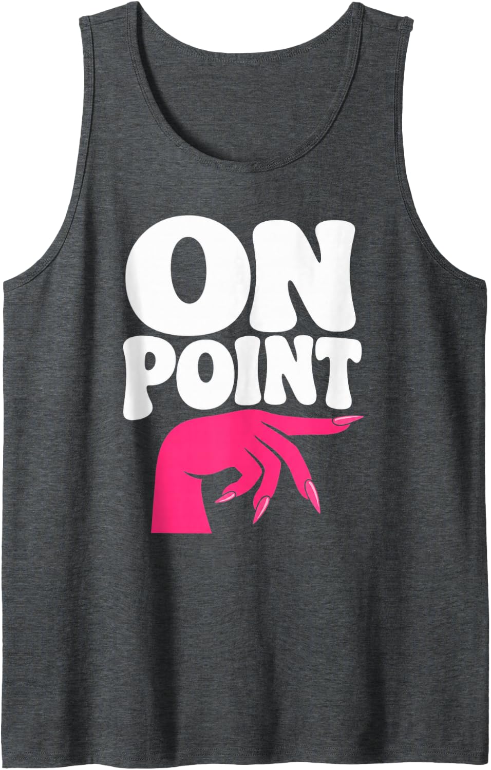 Nail Tech Pointed Pink Nails Sleeveless Tank Top - Dark Heather Grey