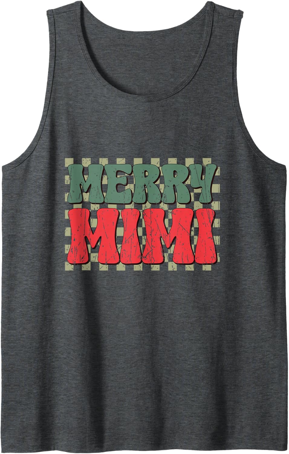Merry Mimi Christmas Retro Cute Trendy Everyday Sleeveless Tank Top - Dark Heather Grey