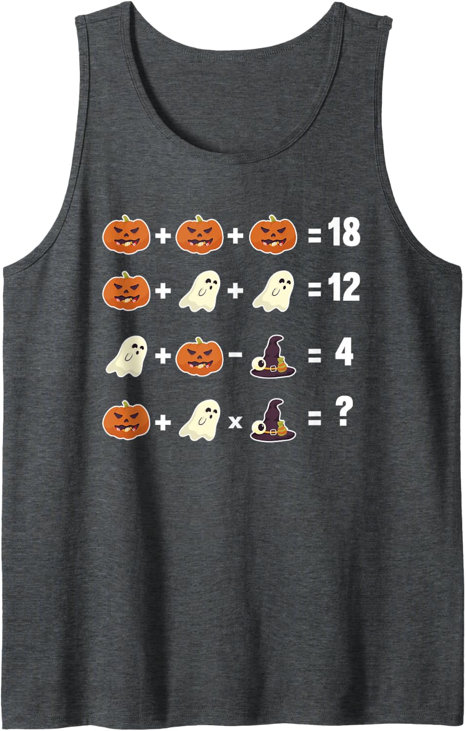 Math Equation Lazy Halloween Costume Funny Teacher Student Sleeveless Tank Top - Dark Heather Grey