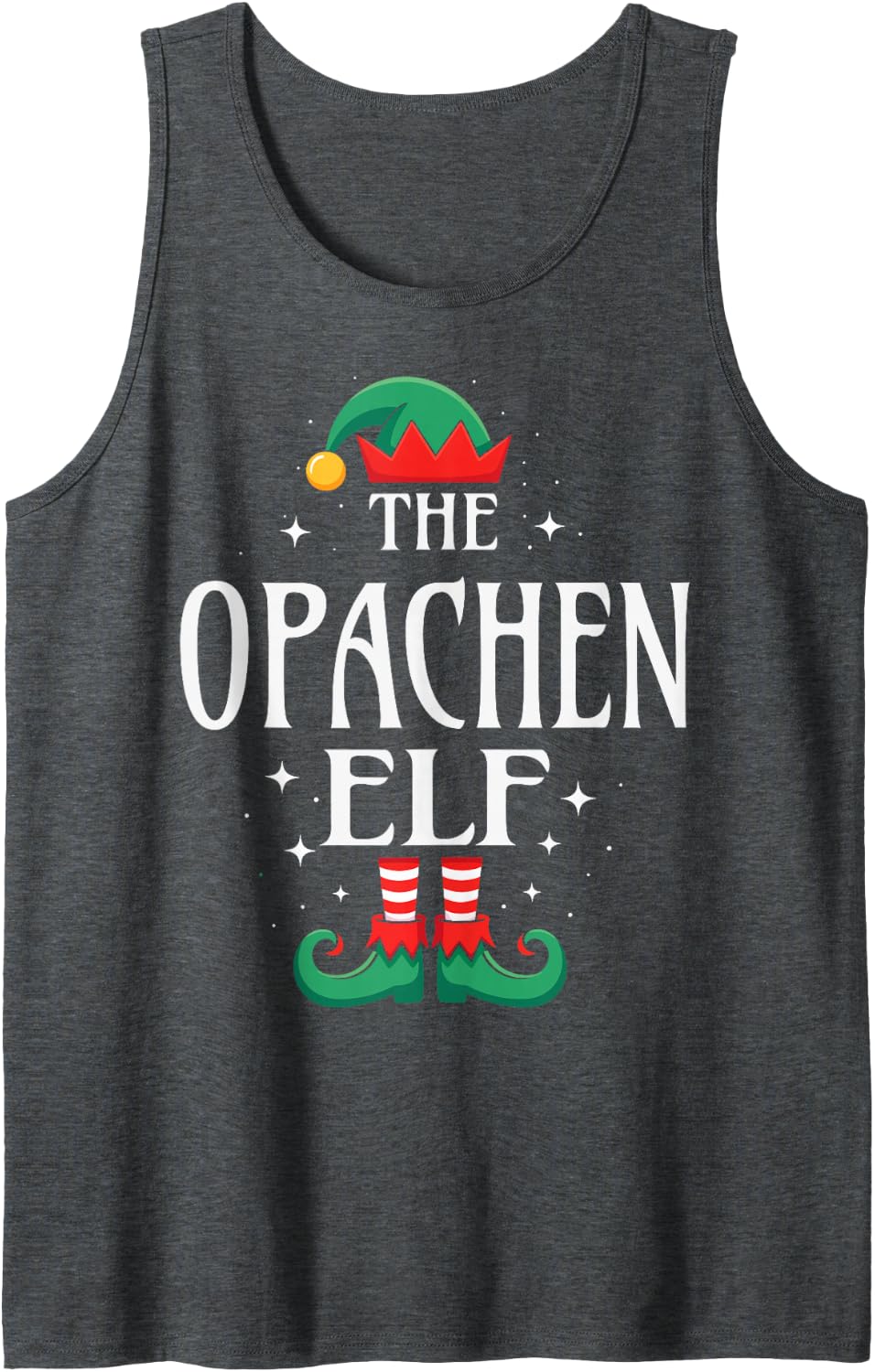 The Opachen Elf Funny Christmas Grandpa Matching Family Sleeveless Tank Top - Dark Heather Grey