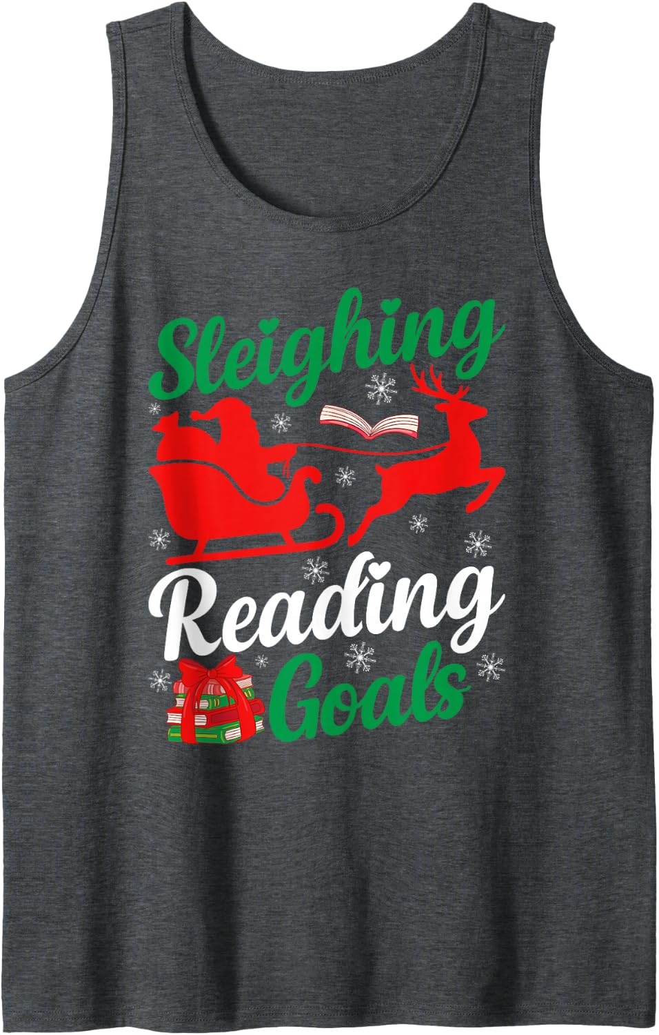 Funny School Librarian Christmas School Library Worker Xmas Sleeveless Tank Top - Dark Heather Grey