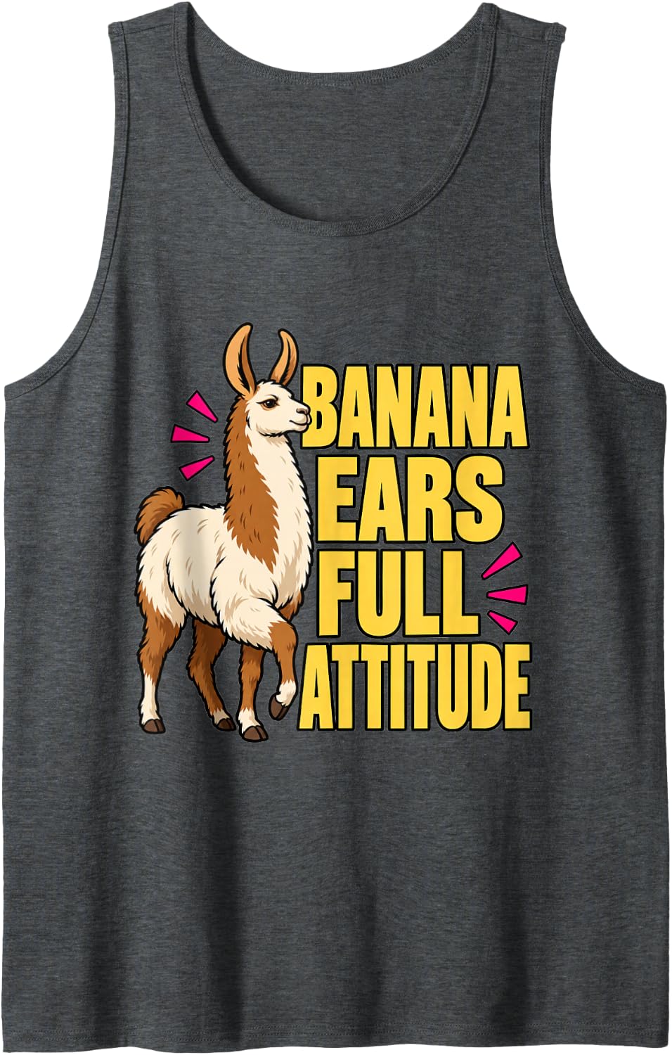 Llama Farm Banana Ears Full Attitude Funny Ranch Rancher Mom Sleeveless Tank Top - Dark Heather Grey