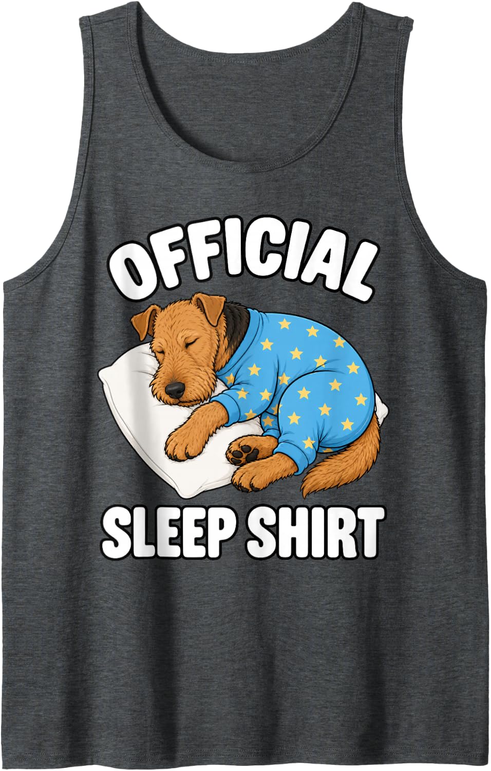 Airedale Terrier Sleeping Pajamas Official Sleepshirt Cute Sleeveless Tank Top - Dark Heather Grey