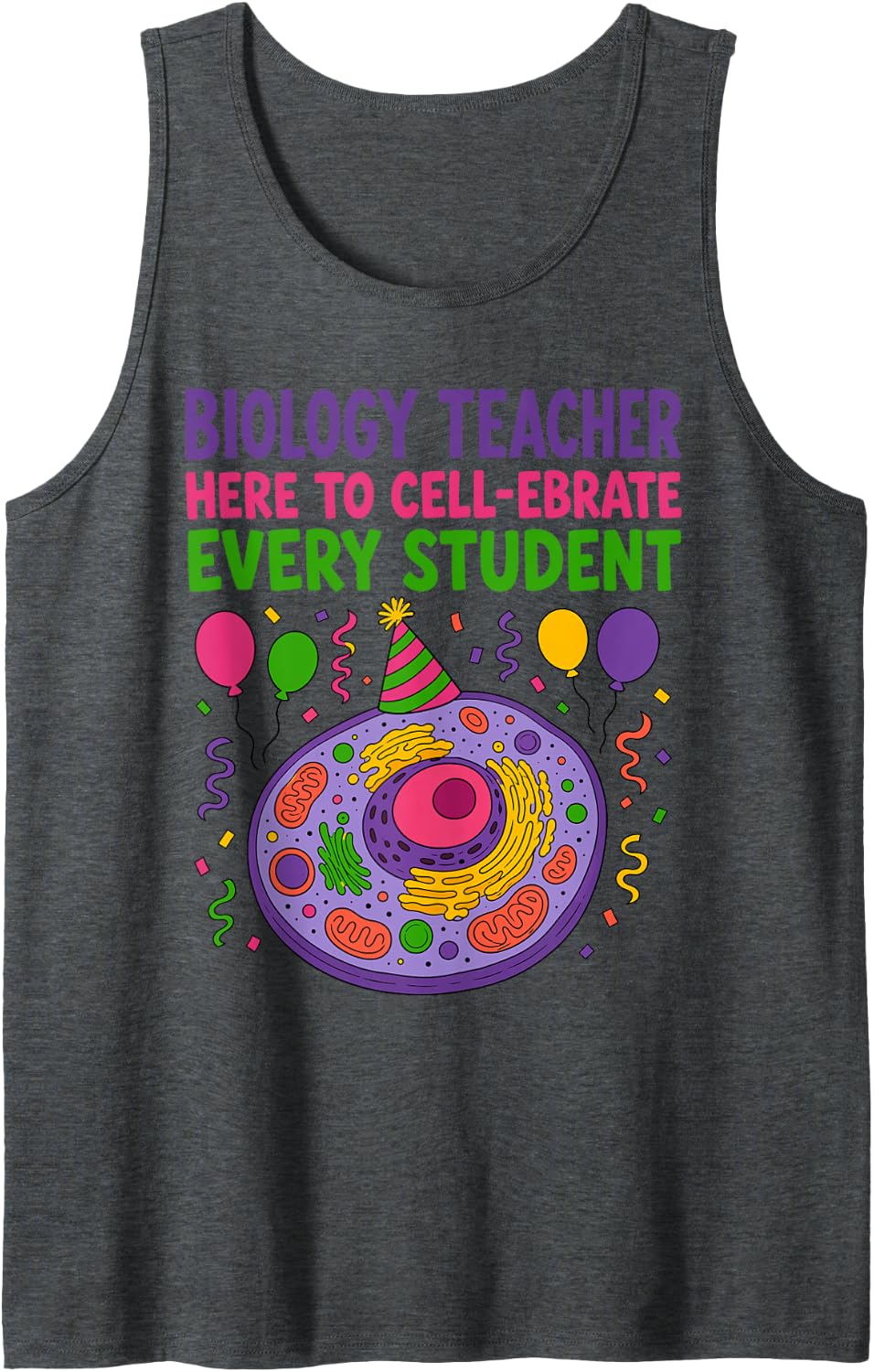 Biology Teacher Cell Ebrate Animal Cell Sleeveless Tank Top - Dark Heather Grey