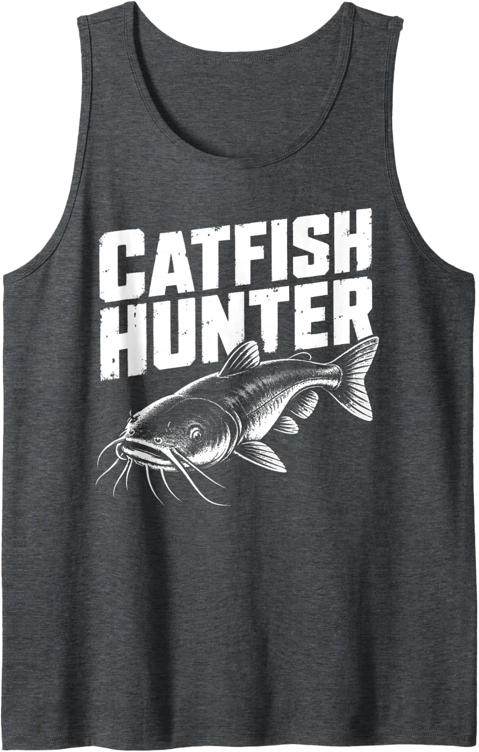 Catfish Hunter Catfish Fishing Sleeveless Tank Top - Dark Heather Grey