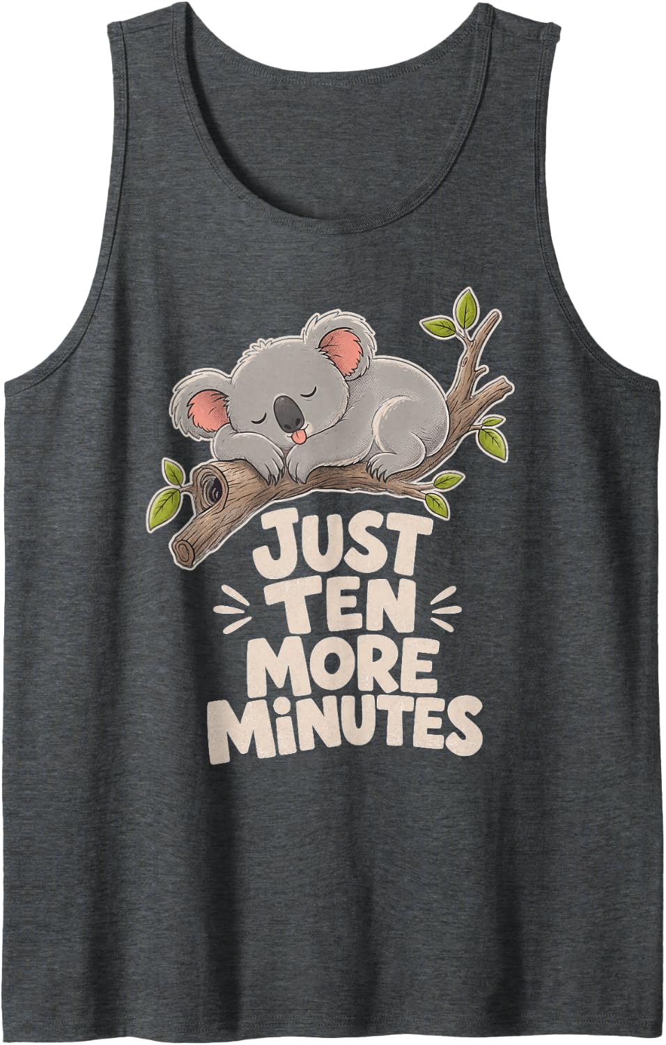 Cute Koala Sleep Sleeveless Tank Top - Dark Heather Grey