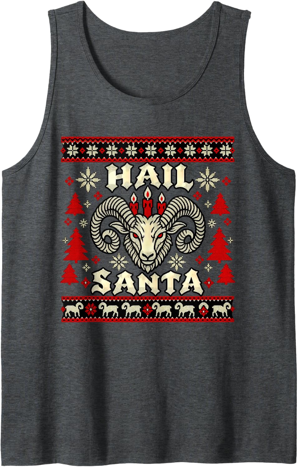 Hail Santa Winter Solstice Yule Pagan Christmas Wicca Sleeveless Tank Top - Dark Heather Grey