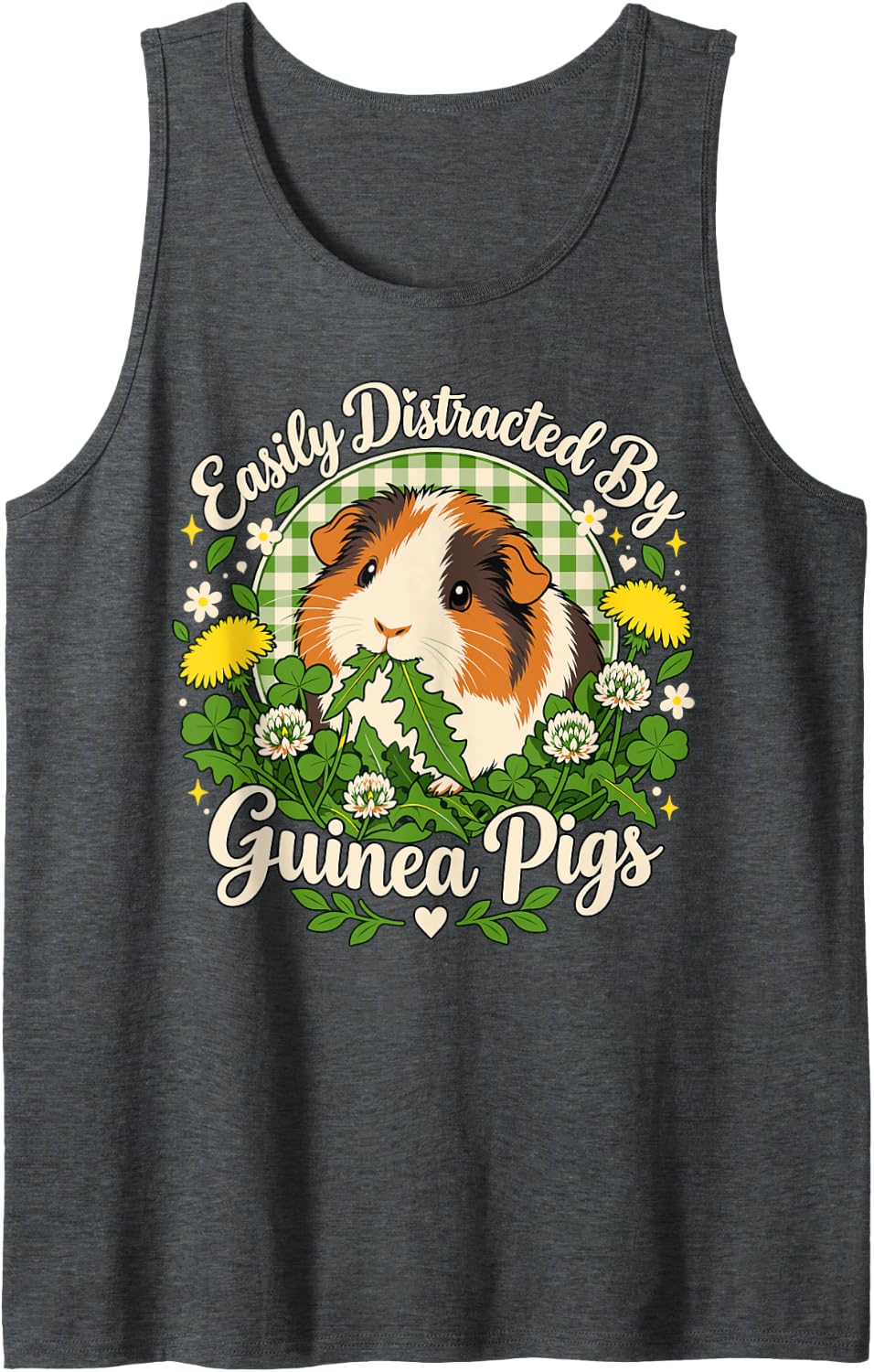 Easily Distracted By Guinea Pigs Cute Sleeveless Tank Top - Dark Heather Grey