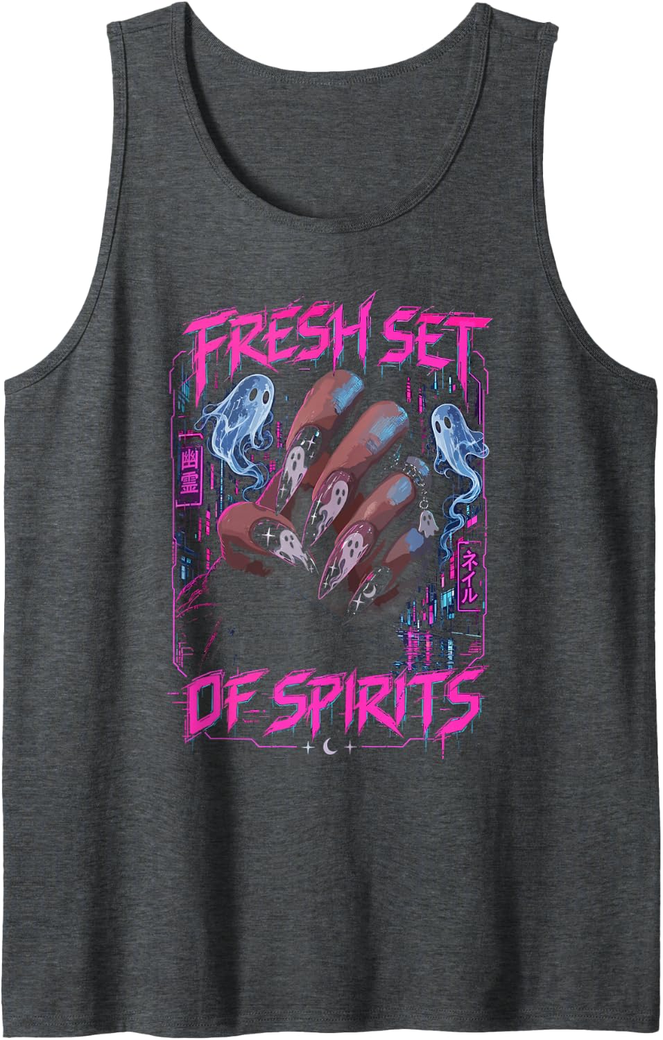Funny Nail Tech Halloween - Manicurist Halloween Nail Artist Sleeveless Tank Top - Dark Heather Grey