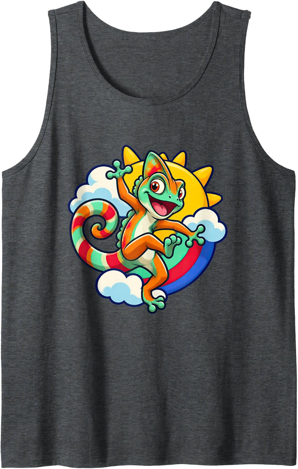 Confident Dancing Chameleon Sleeveless Tank Top - Dark Heather Grey