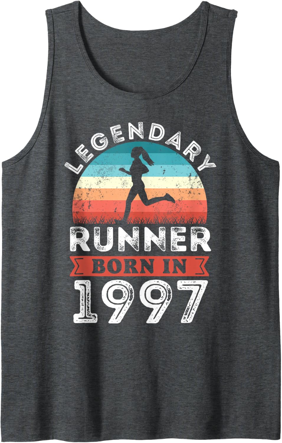 Men's Legendary Runner Girl Born 1997, Woman Runner 30th Birthday Tank Top - Dark Heather Grey