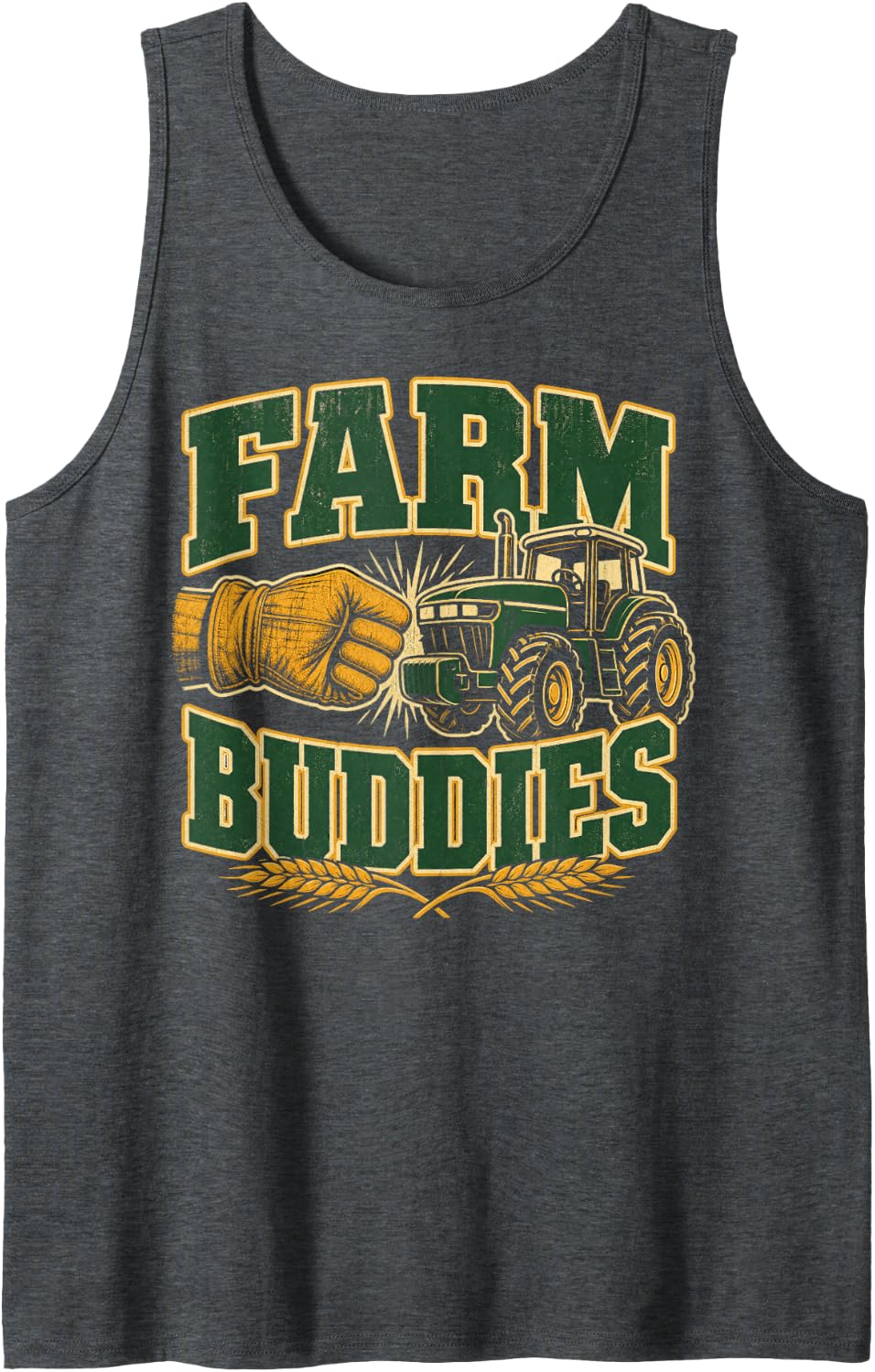 Farm Buddies Tractor Farmer Sleeveless Tank Top - Dark Heather Grey