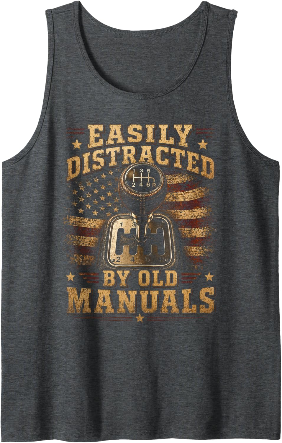 Save The Manuals Stick Shift Manual Transmission Tank Top - Dark Heather Grey