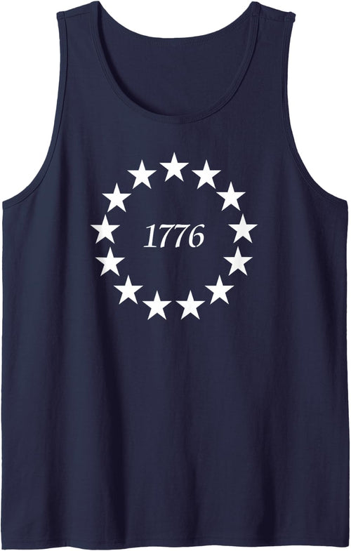 1776 13 Stars Patriotic American Revolution 13 Colonies Tank Top - Navy Blue