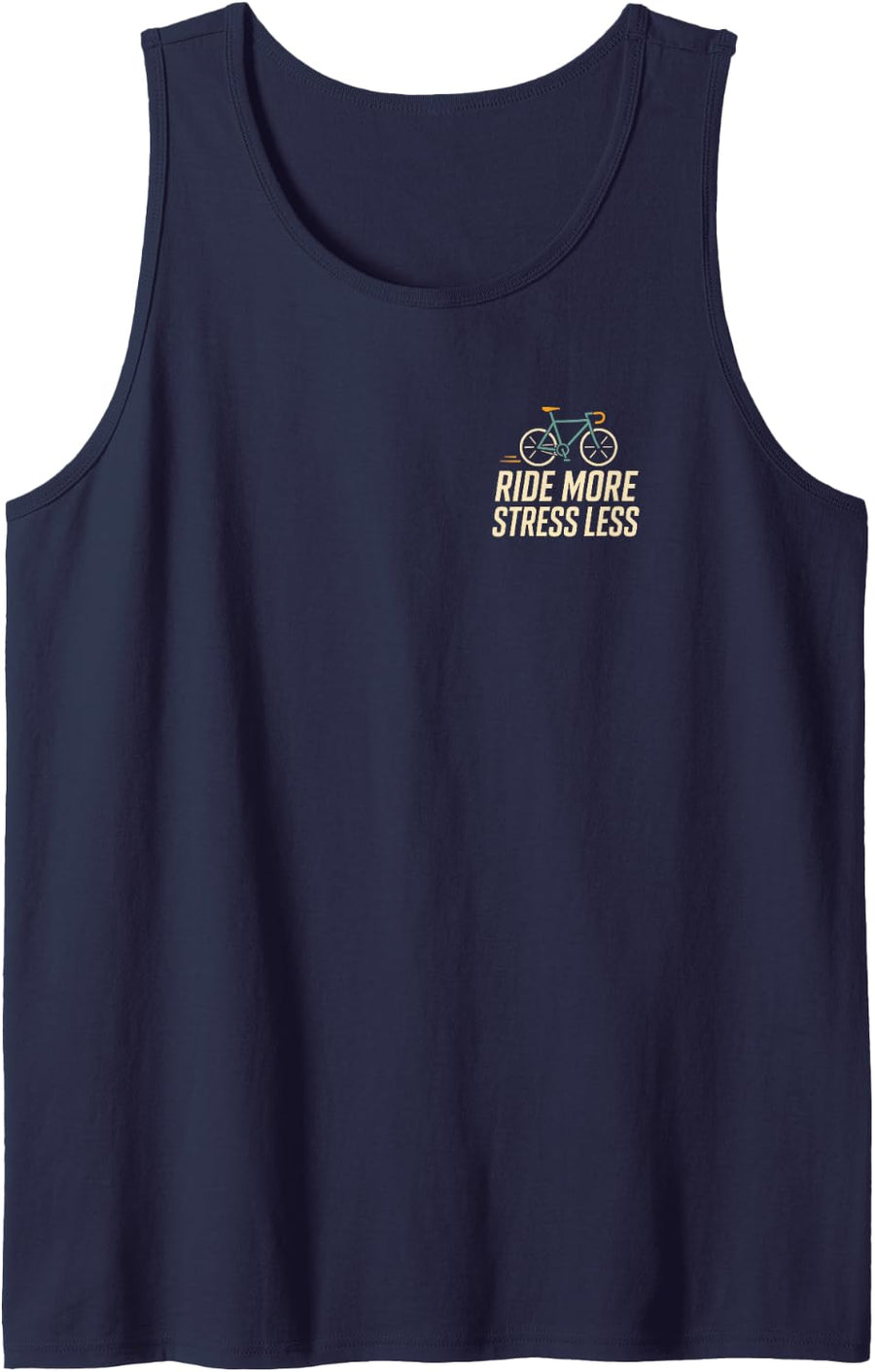 Cycling Motivation Ride More Stress Less Bicycle Rider Sleeveless Tank Top - Navy Blue