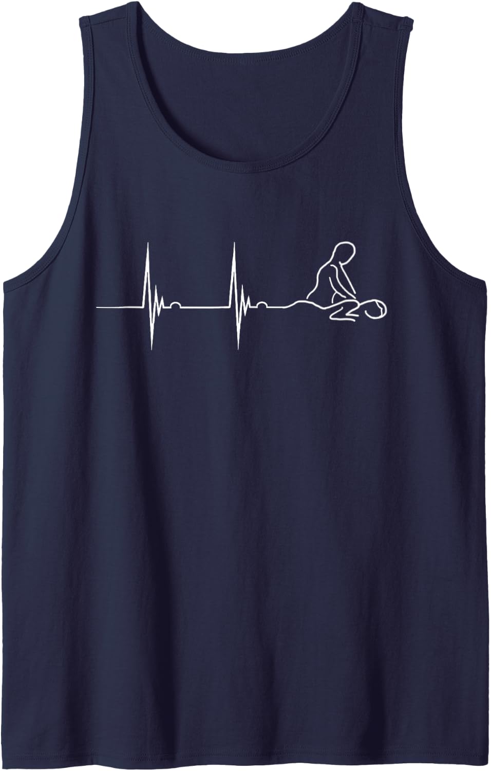 Massage Therapist Heartbeat ECG Pulse Massager Spa Sleeveless Tank Top - Navy Blue