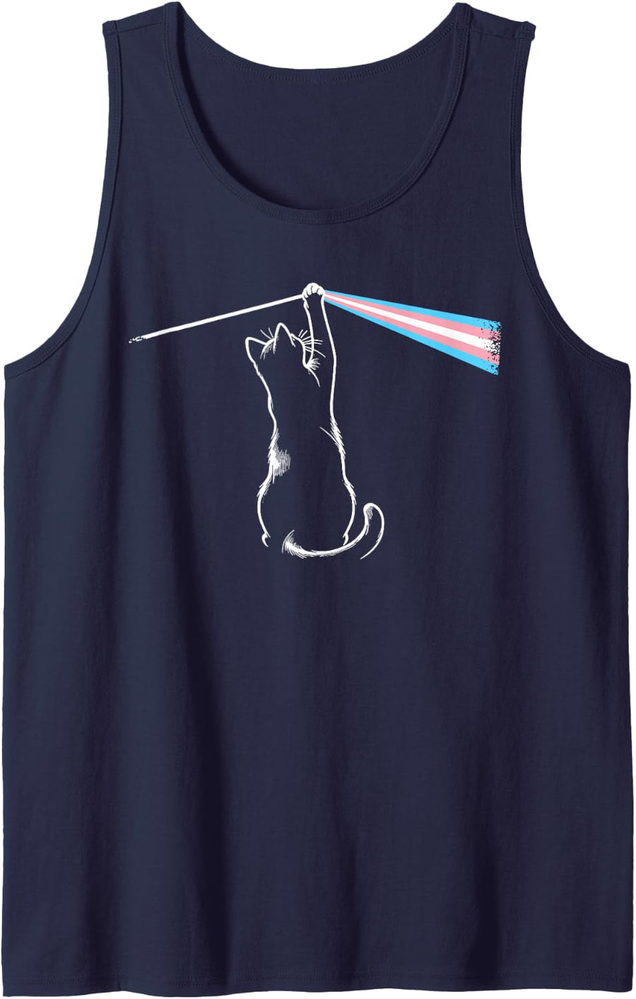 Cat Rock Music Trans Pride LGBT Transgender Cat Lover Gift Tank Top - Navy Blue