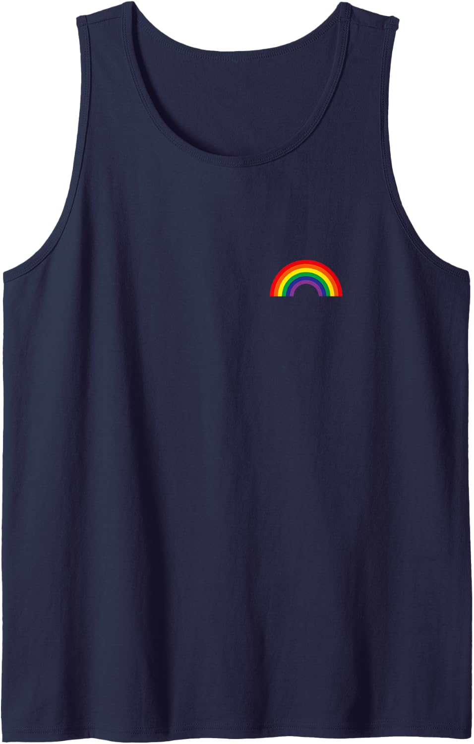 Subtle Gay Pride Small Rainbow Flag Cute LGBTQ Pocket Tank Top - Navy Blue