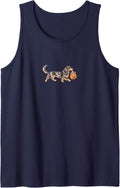 Long Haired Dapple Dachshund Halloween Trick or Treat Sleeveless Tank Top - Navy Blue