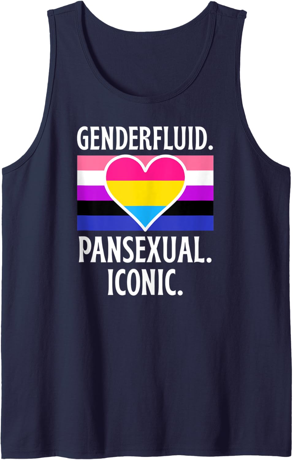 Genderfluid Pansexual Iconic Pride Flag Genderqueer Queer Tank Top - Navy Blue