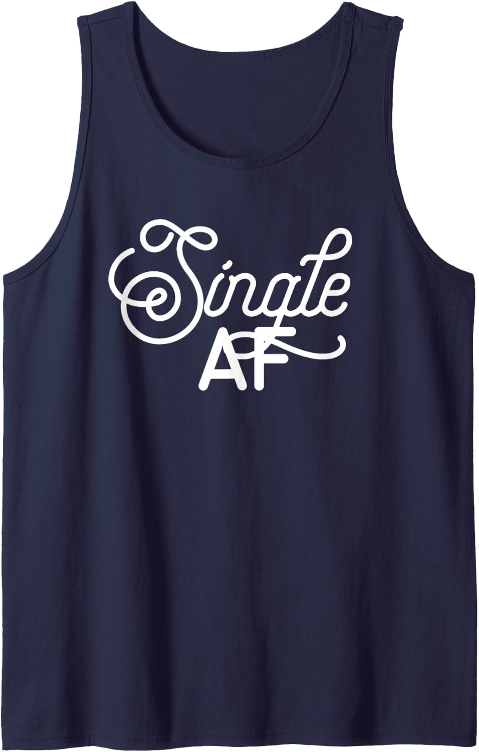 SINGLE AF Valentine Funny Sarcastic Swearing Meme Tank Top - Navy Blue