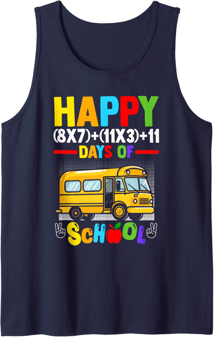 Happy 100 Days of School Math Teacher Student Tank Top - Navy Blue