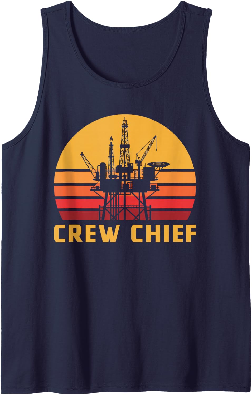 Retro Oil Rig Crew Chief Vintage Offshore Drilling Platform Sleeveless Tank Top - Navy Blue