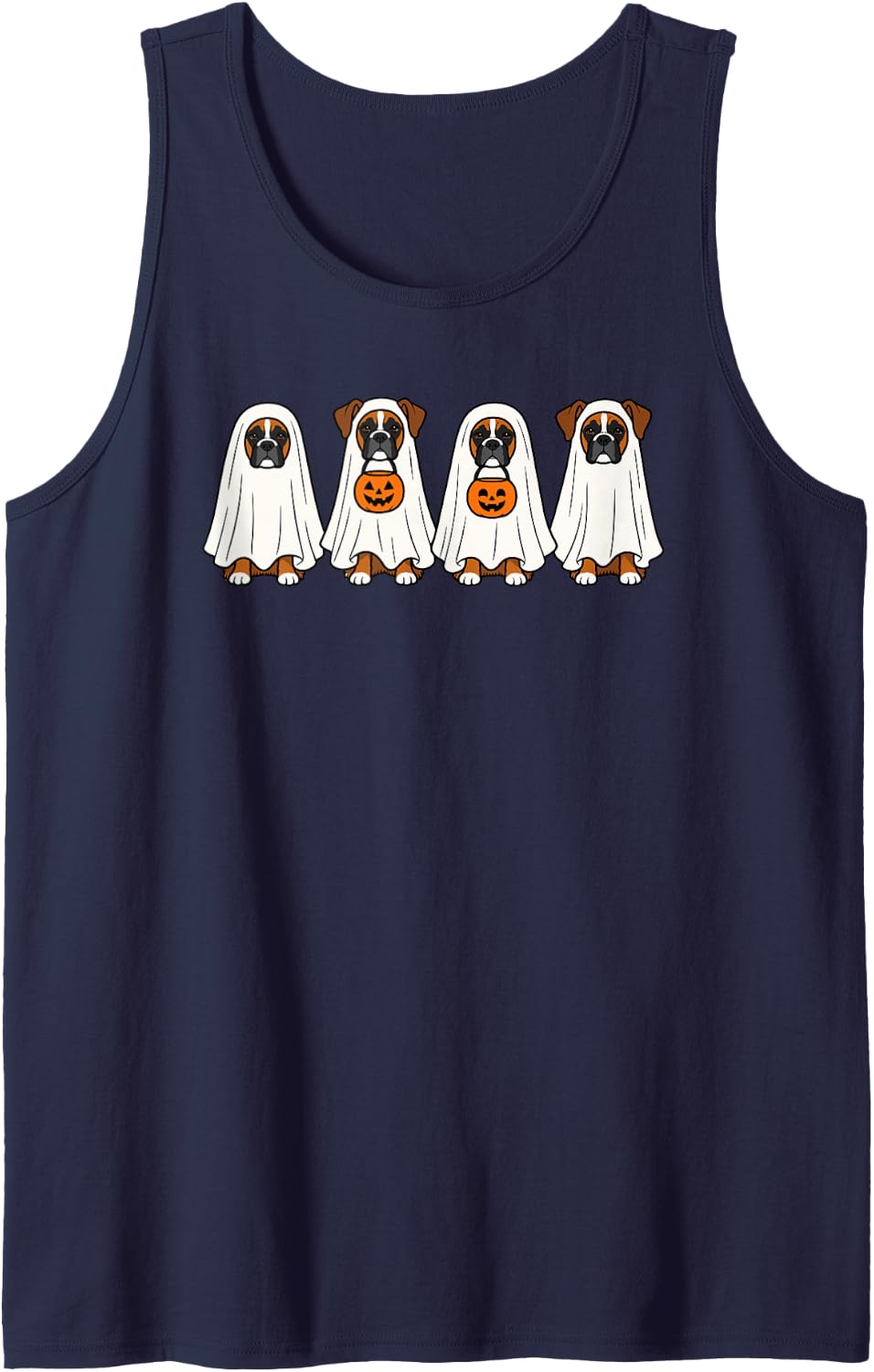 Boxer Ghost Dog Halloween Costume Dog Lover Sleeveless Tank Top - Navy Blue