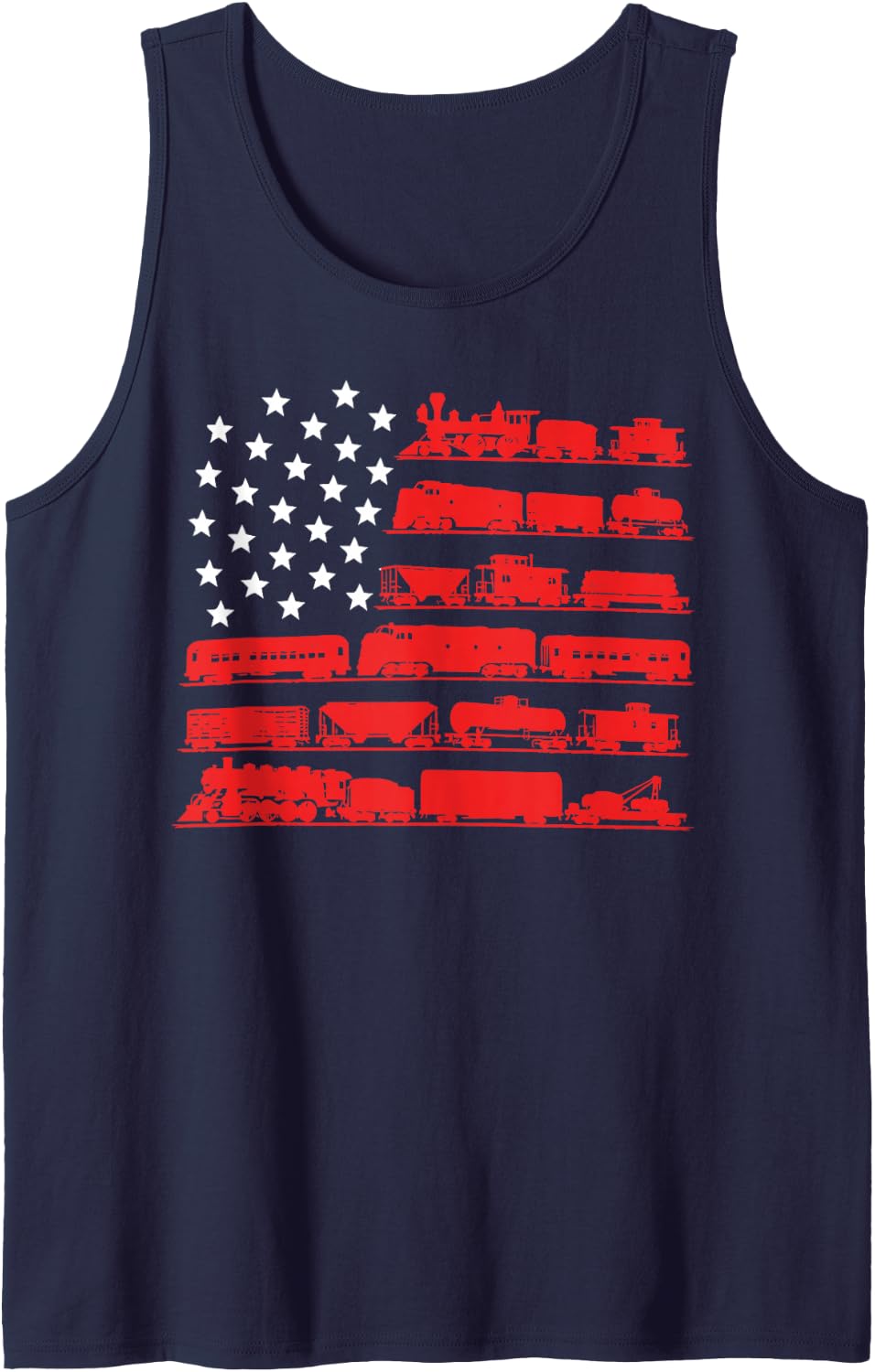 American Model Railway Hobby Train Collector Railroad Sleeveless Tank Top - Navy Blue