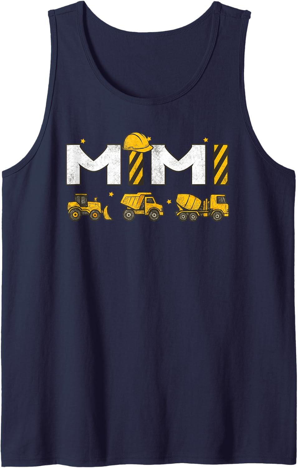 Mimi Construction Excavator Birthday Matching Family Sleeveless Tank Top - Navy Blue