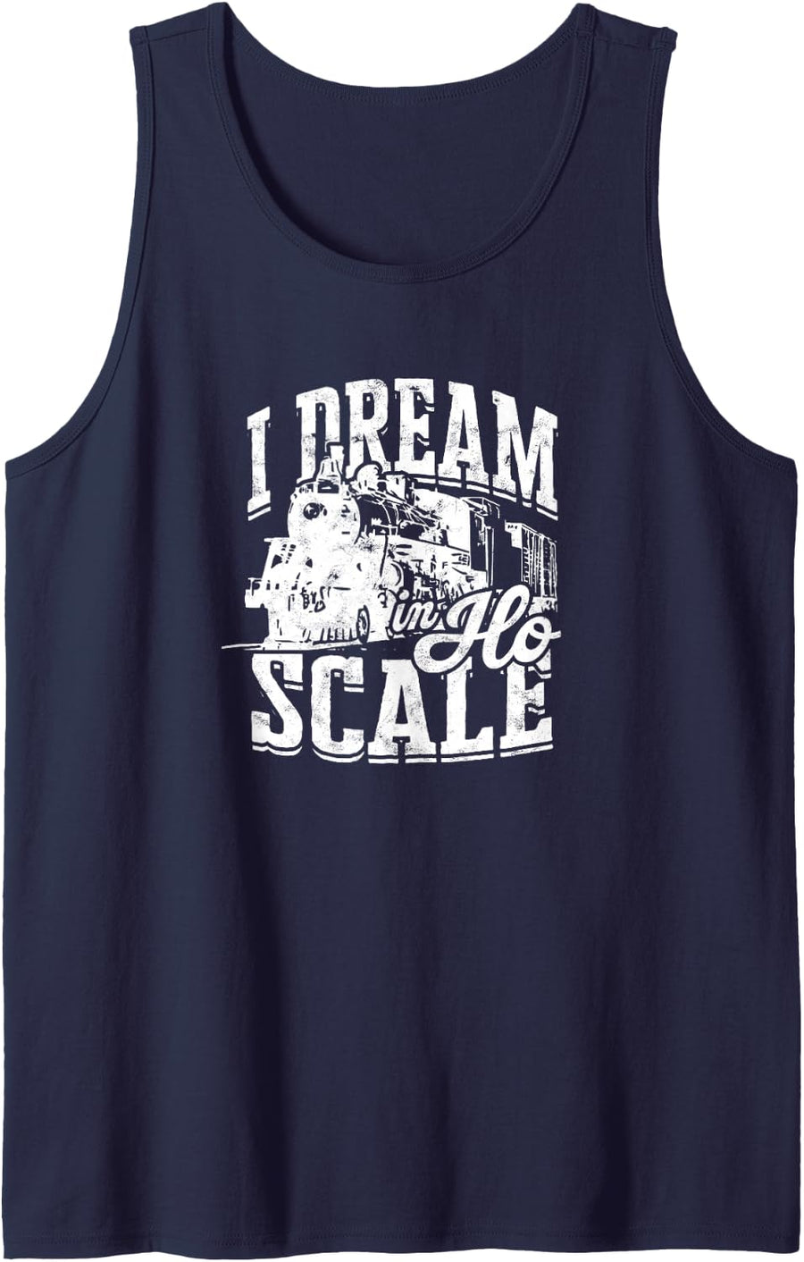 I Dream in HO Scale - HO Scale Model Train Sleeveless Tank Top - Navy Blue