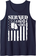 Served Like a Girl Veteran Memorial and Armed Forces Day Tank Top - Navy Blue