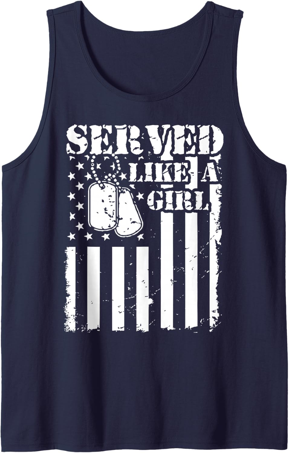 Served Like a Girl Veteran Memorial and Armed Forces Day Tank Top - Navy Blue