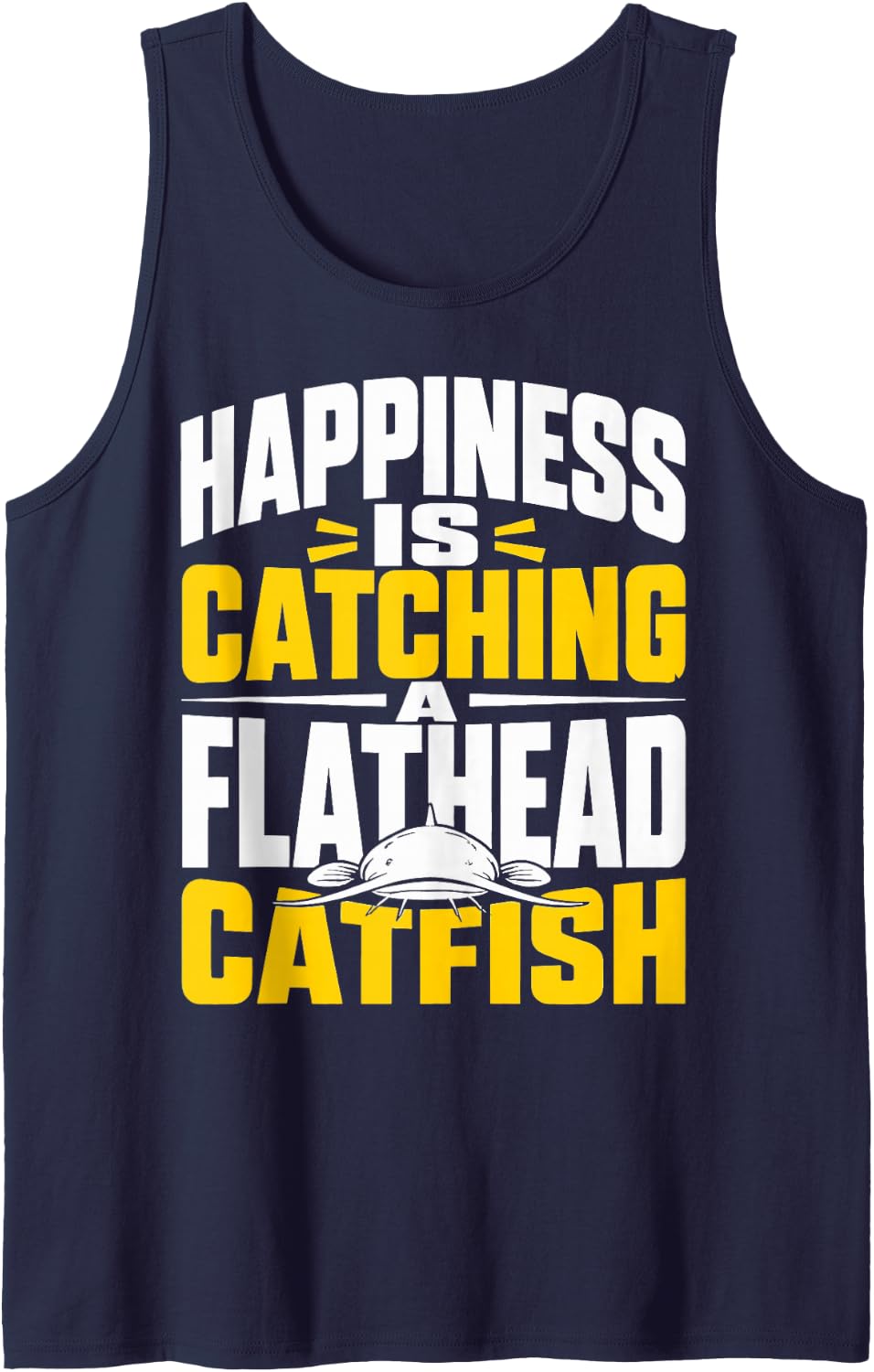 Flathead Catfish Angler Catfish Fishing Sleeveless Tank Top - Navy Blue